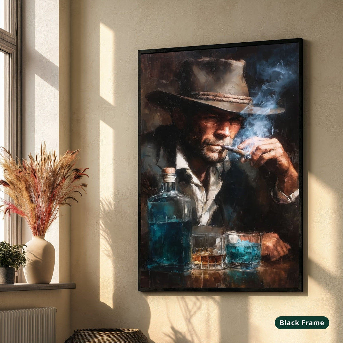 cowboy portrait, vintage western art, canvas wall art