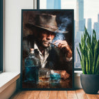 cowboy portrait, vintage western art, canvas wall art