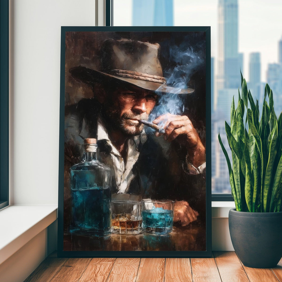 cowboy portrait, vintage western art, canvas wall art