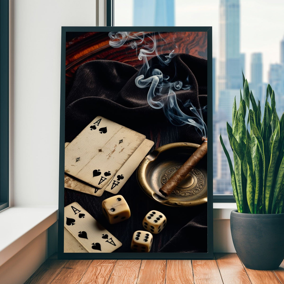 playing cards canvas wall art, vintage casino decor