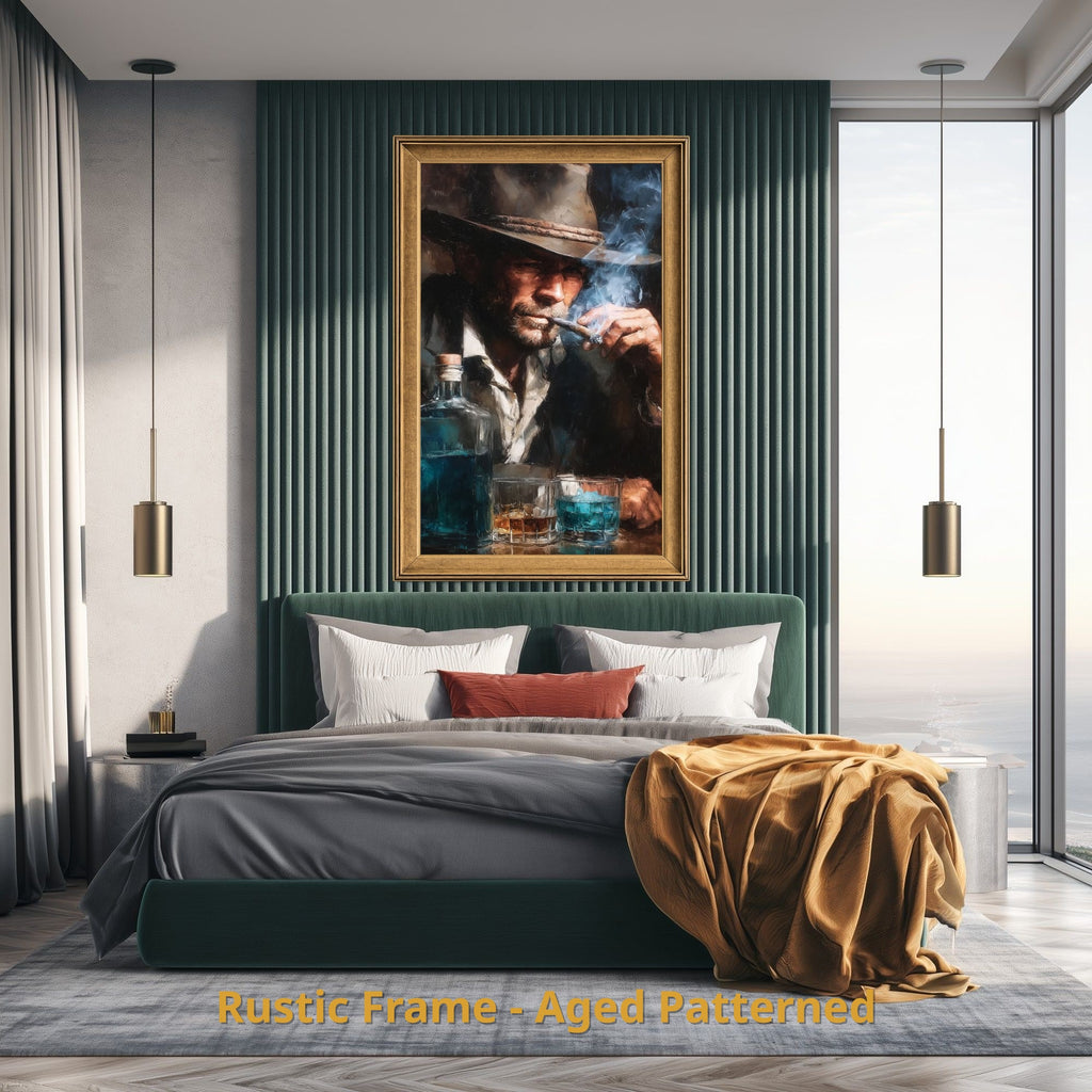 cowboy portrait, vintage western art, canvas wall art