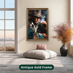 cowboy portrait, vintage western art, canvas wall art