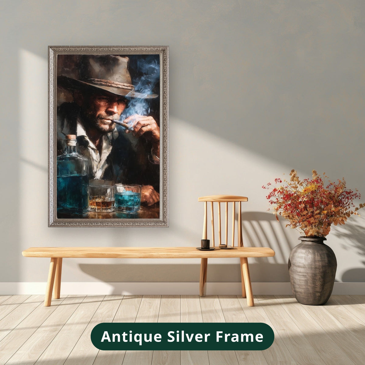 cowboy portrait, vintage western art, canvas wall art
