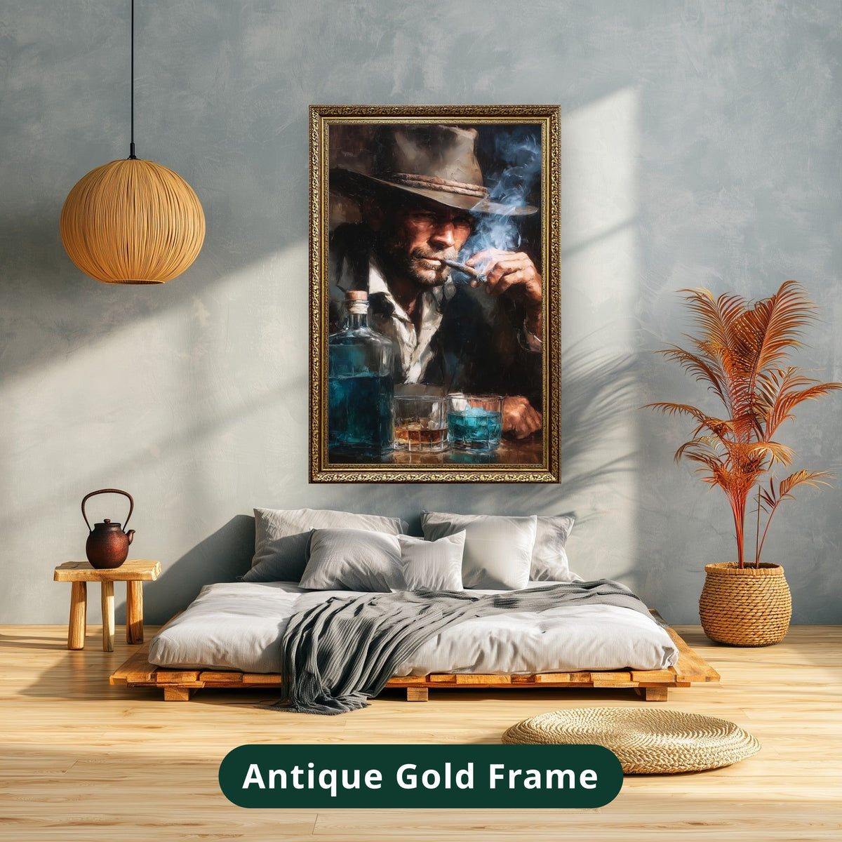 cowboy portrait, vintage western art, canvas wall art