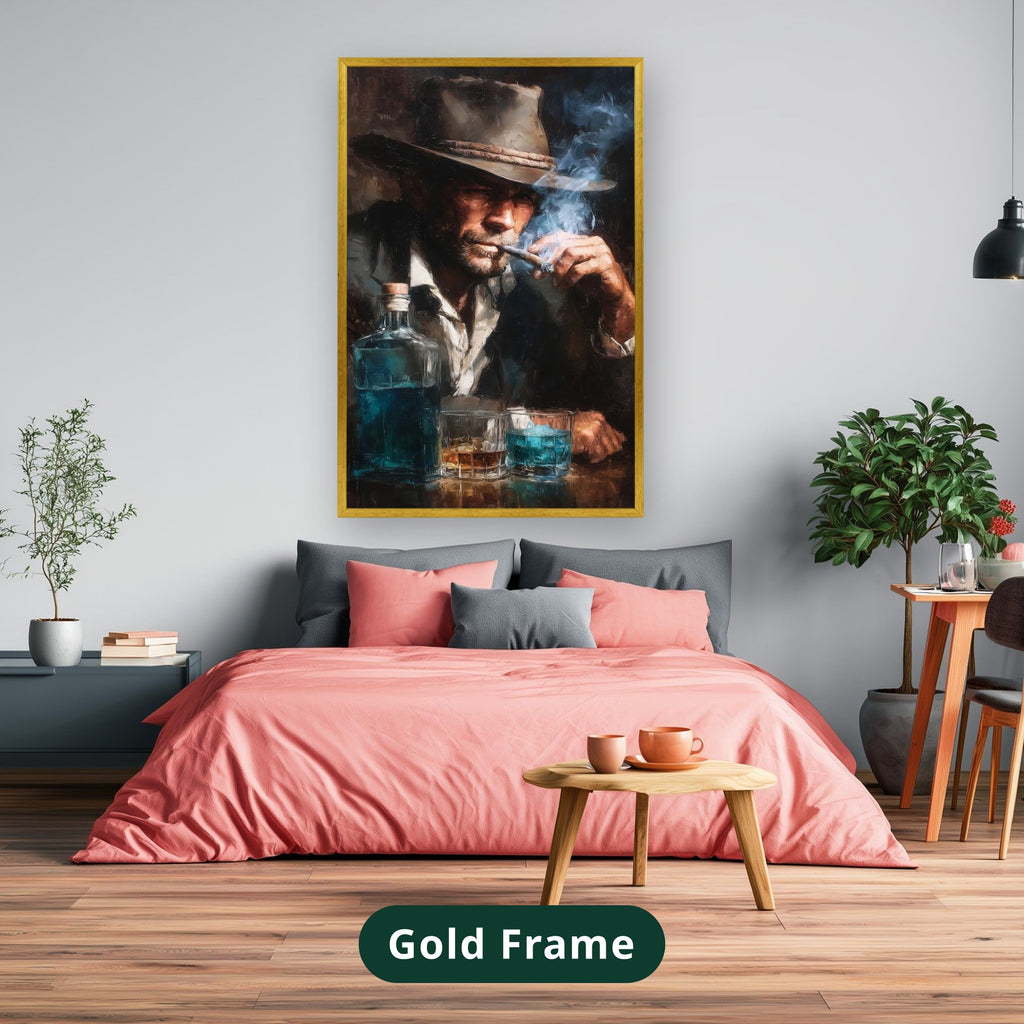 cowboy portrait, vintage western art, canvas wall art