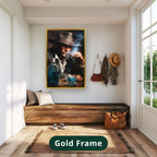 cowboy portrait, vintage western art, canvas wall art