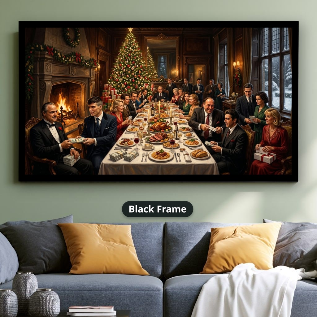 Gangster Mafia Canvas Wall Art, Holiday Dinner Scene