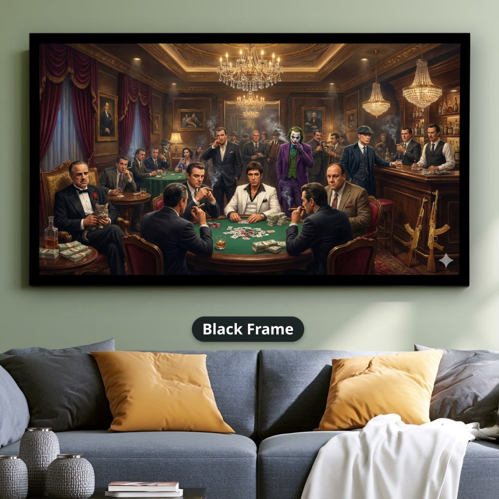 Mafia Canvas Wall Art, gangster artwork, casino scene print