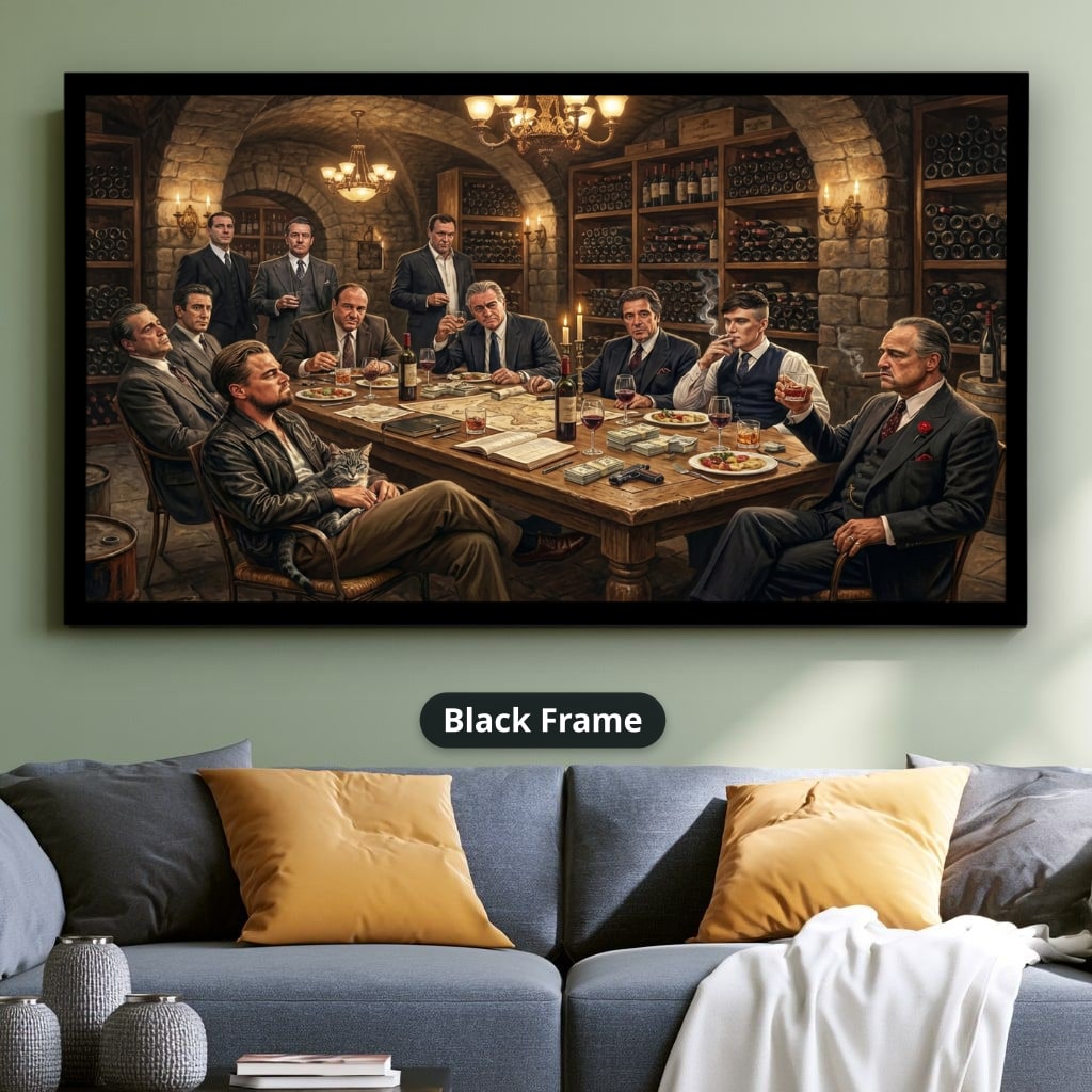 Mafia Canvas Wall Art, Gangster Wall Decor, Vintage Mafia Print