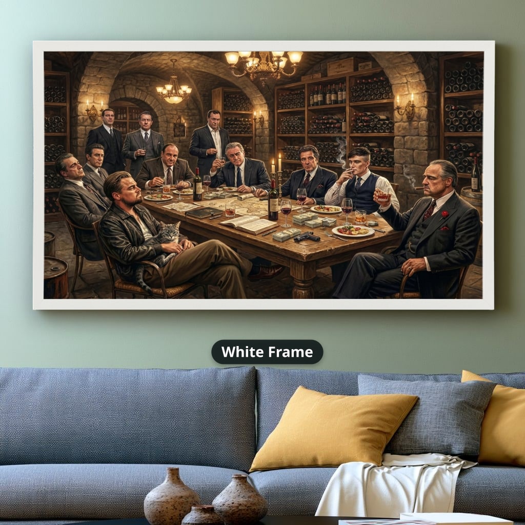 Mafia Canvas Wall Art, Gangster Wall Decor, Vintage Mafia Print