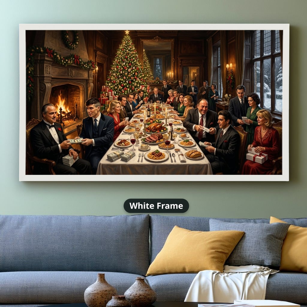 Gangster Mafia Canvas Wall Art, Holiday Dinner Scene