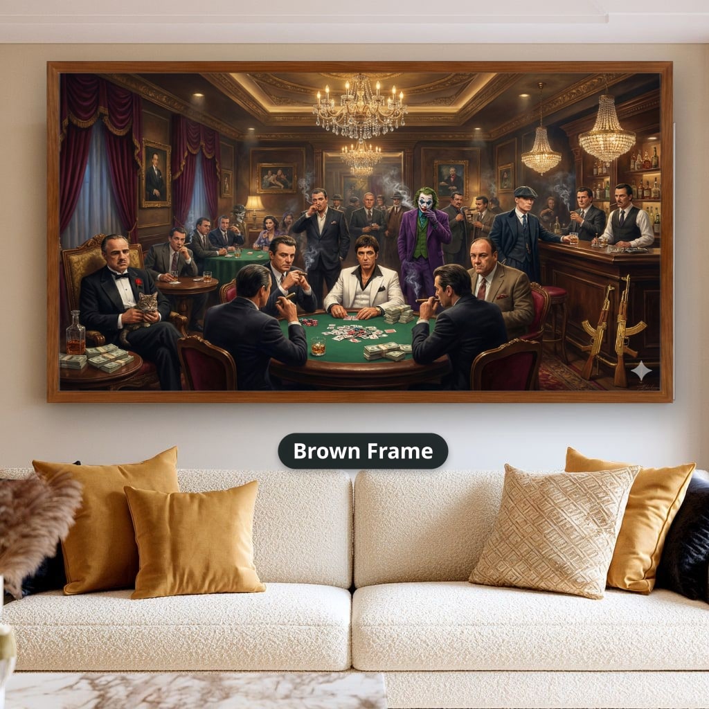 Mafia Canvas Wall Art, gangster artwork, casino scene print