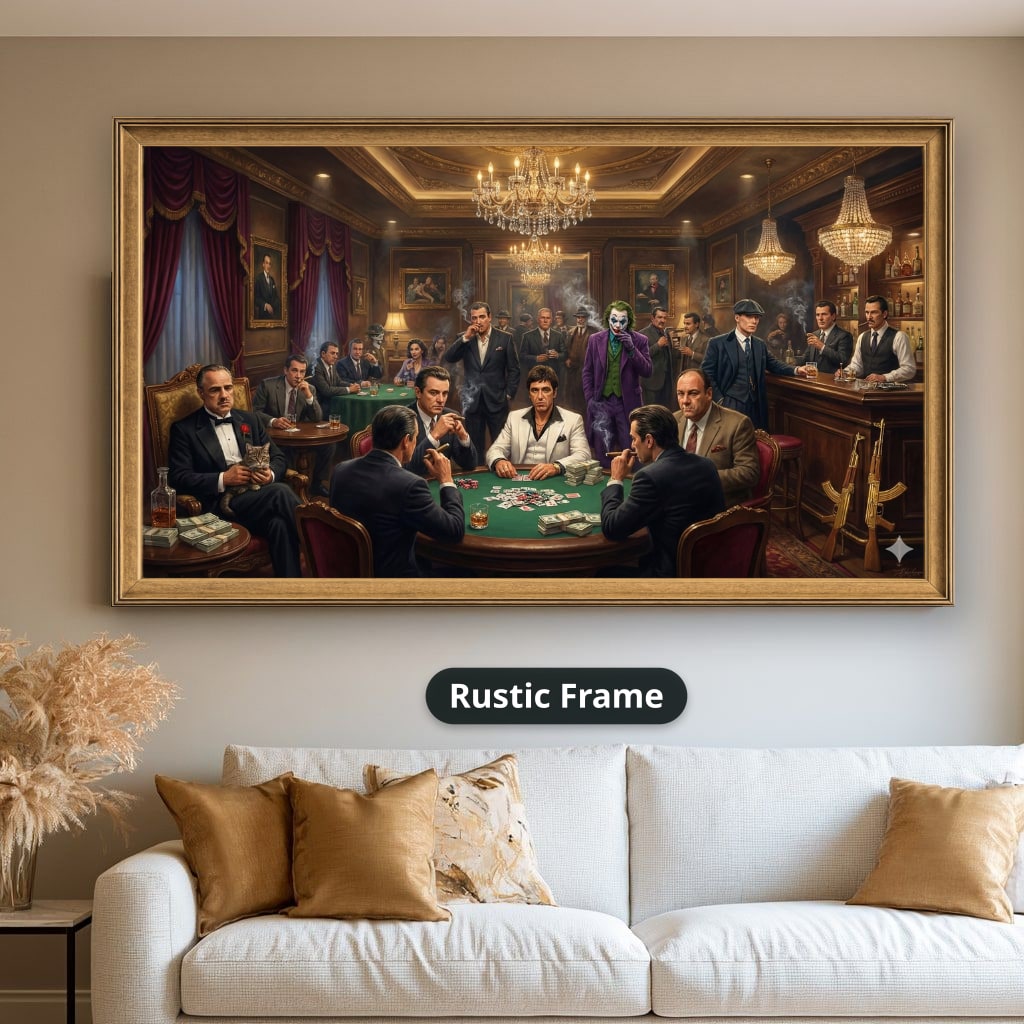 Mafia Canvas Wall Art, gangster artwork, casino scene print