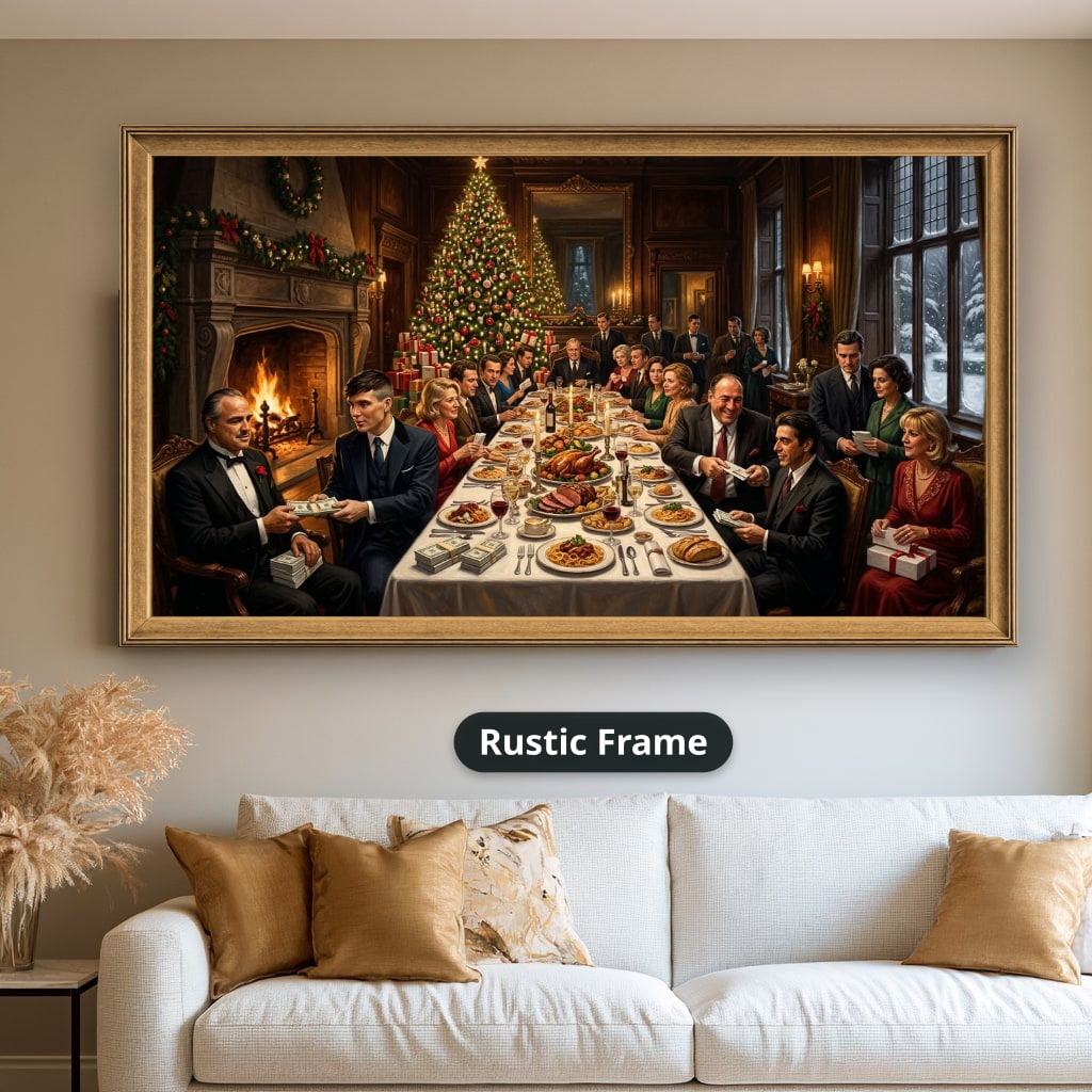 Gangster Mafia Canvas Wall Art, Holiday Dinner Scene