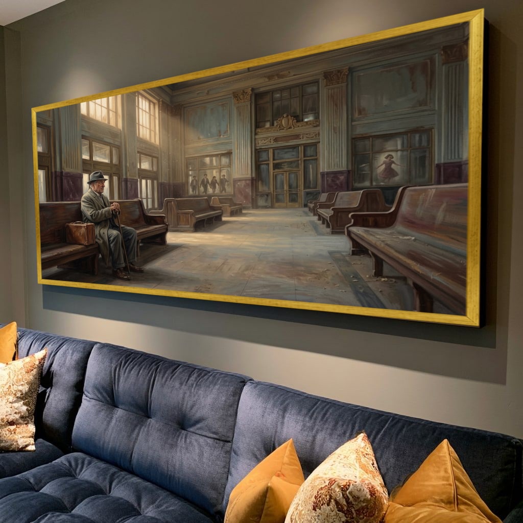 Mafia Canvas Wall Art, Gangster Artwork, Vintage Train Station Decor