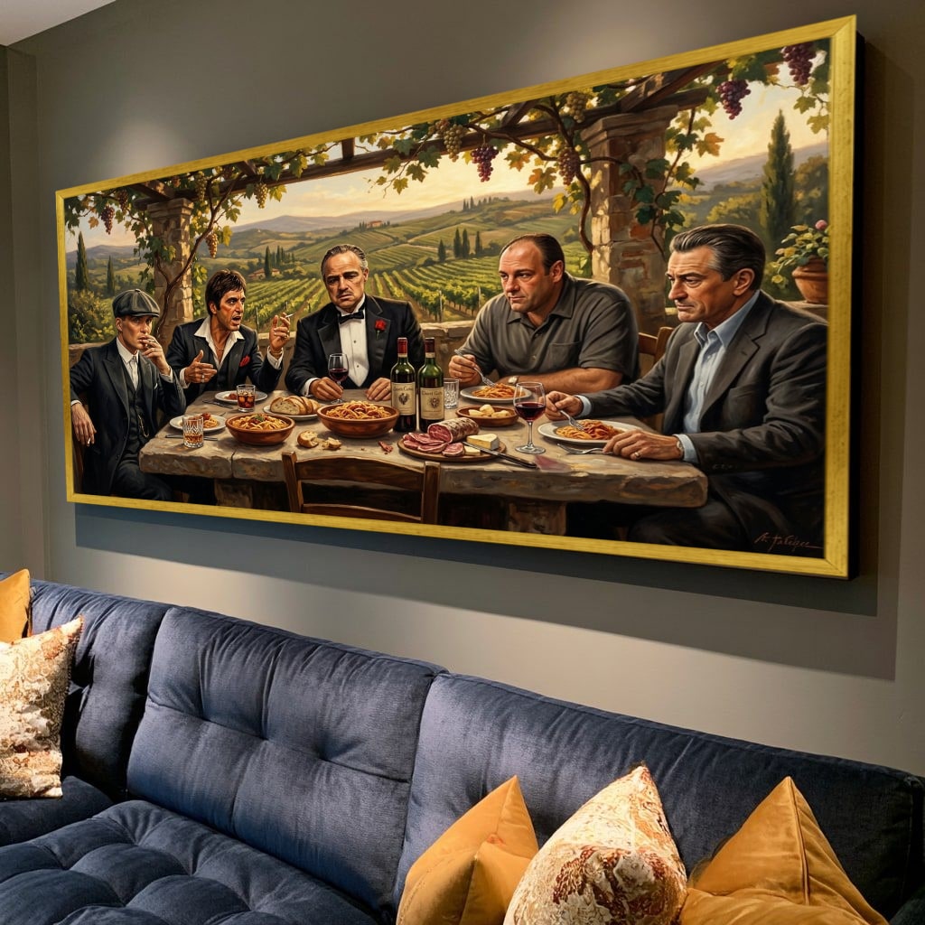 Mafia Canvas Wall Art, gangster wall decor, Italian mob scene