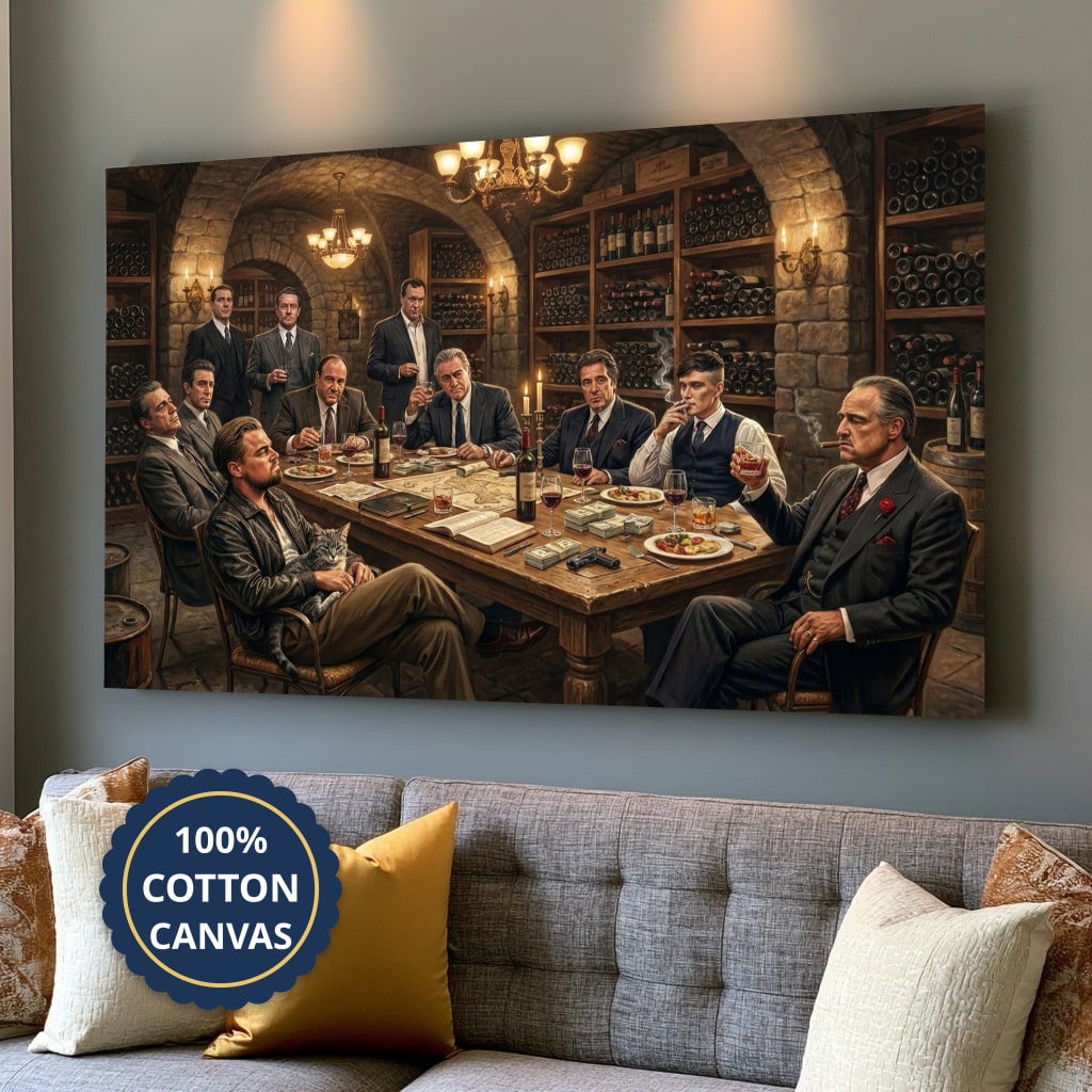 Mafia Canvas Wall Art, Gangster Wall Decor, Vintage Mafia Print
