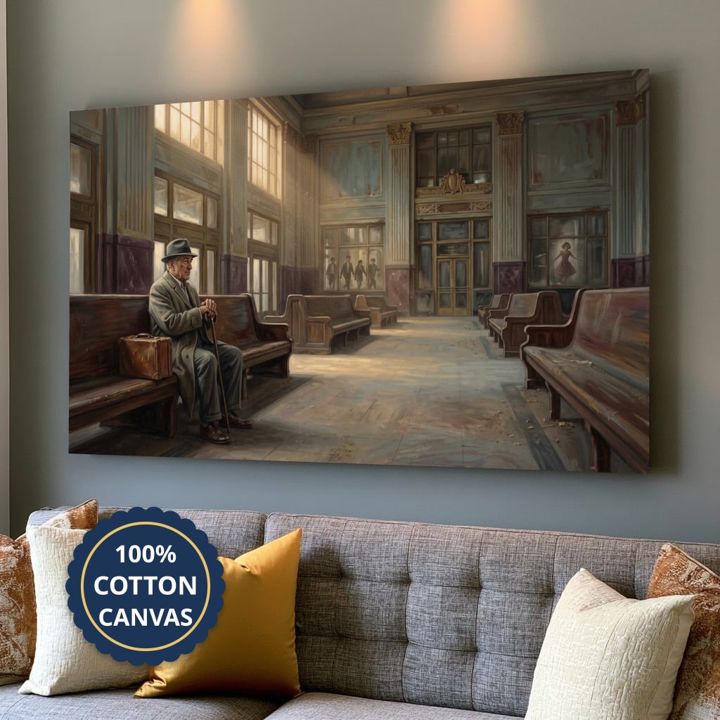 Mafia Canvas Wall Art, Gangster Artwork, Vintage Train Station Decor