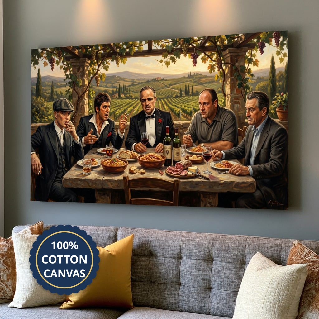 Mafia Canvas Wall Art, gangster wall decor, Italian mob scene