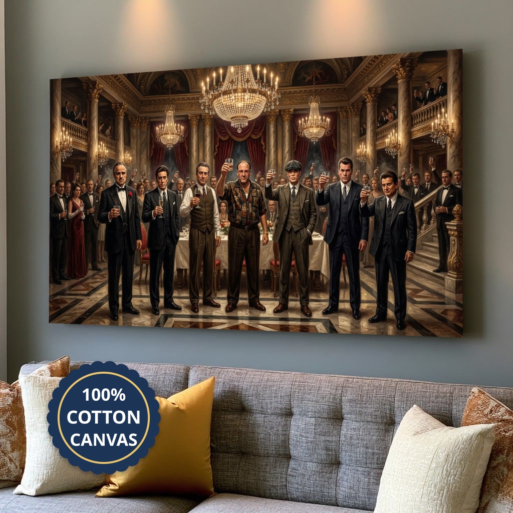 Mafia Canvas Wall Art, Gangster Wall Decor, Vintage Mafia Art