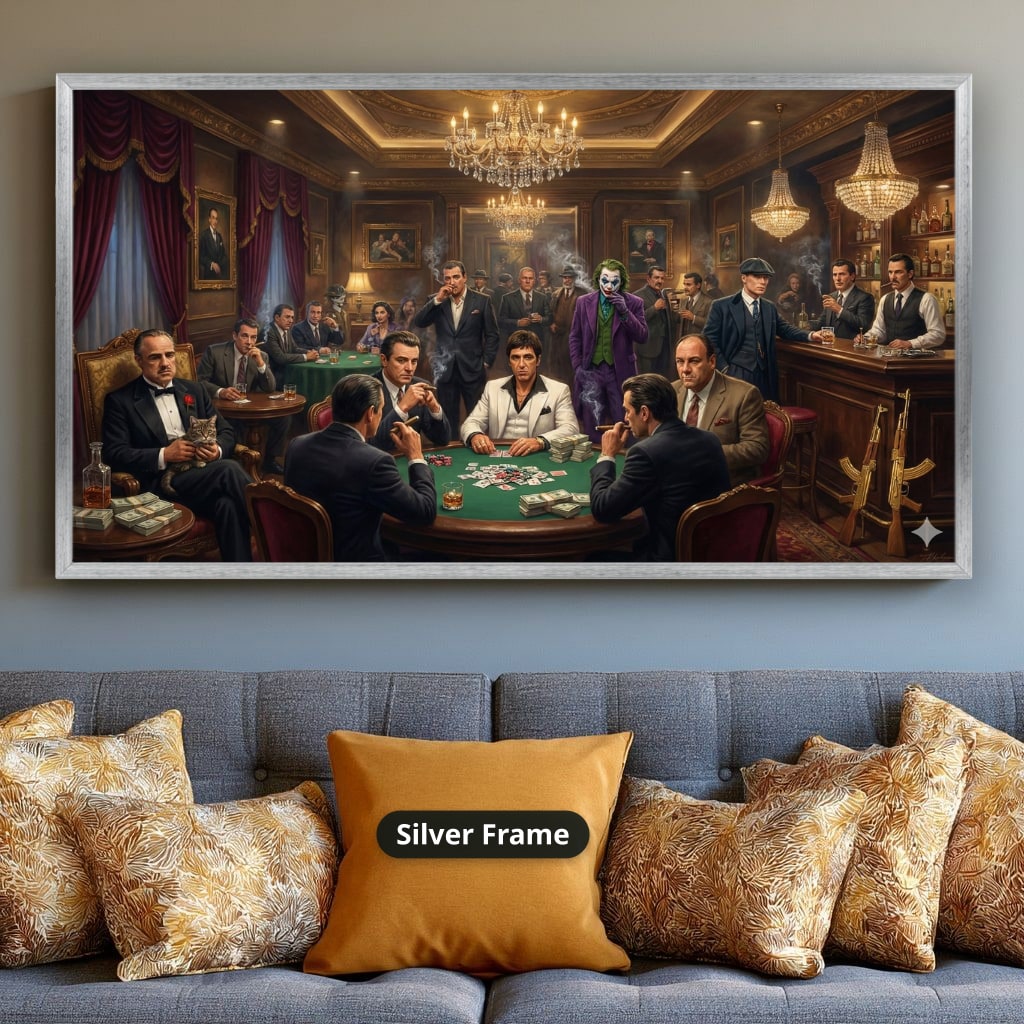 Mafia Canvas Wall Art, gangster artwork, casino scene print