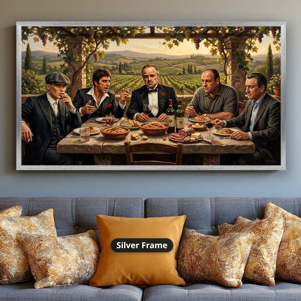 Mafia Canvas Wall Art, gangster wall decor, Italian mob scene