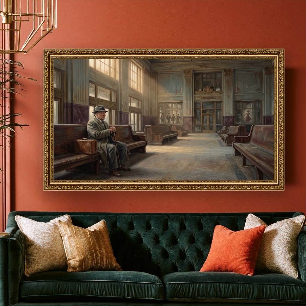Mafia Canvas Wall Art, Gangster Artwork, Vintage Train Station Decor