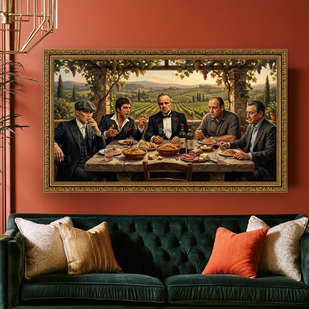 Mafia Canvas Wall Art, gangster wall decor, Italian mob scene