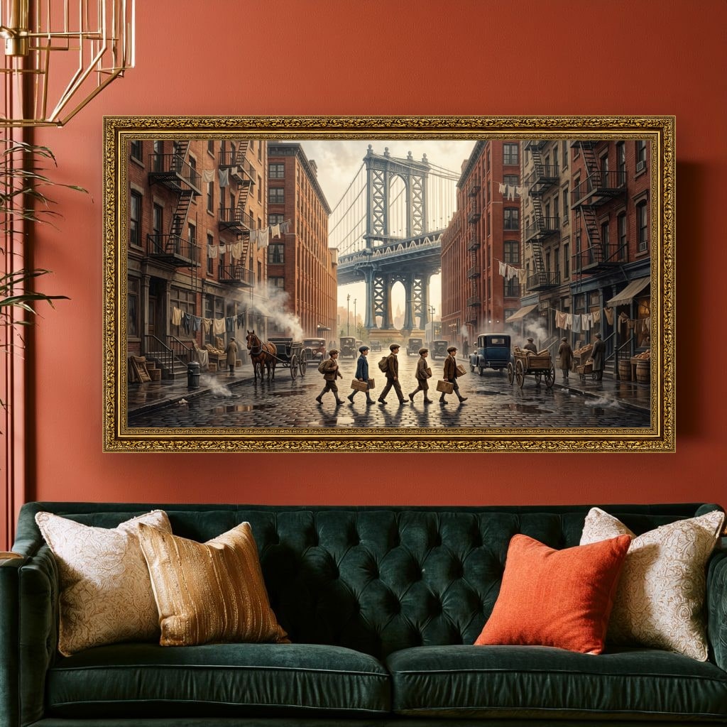 Gangster Canvas Wall Art, Mafia Street Scene