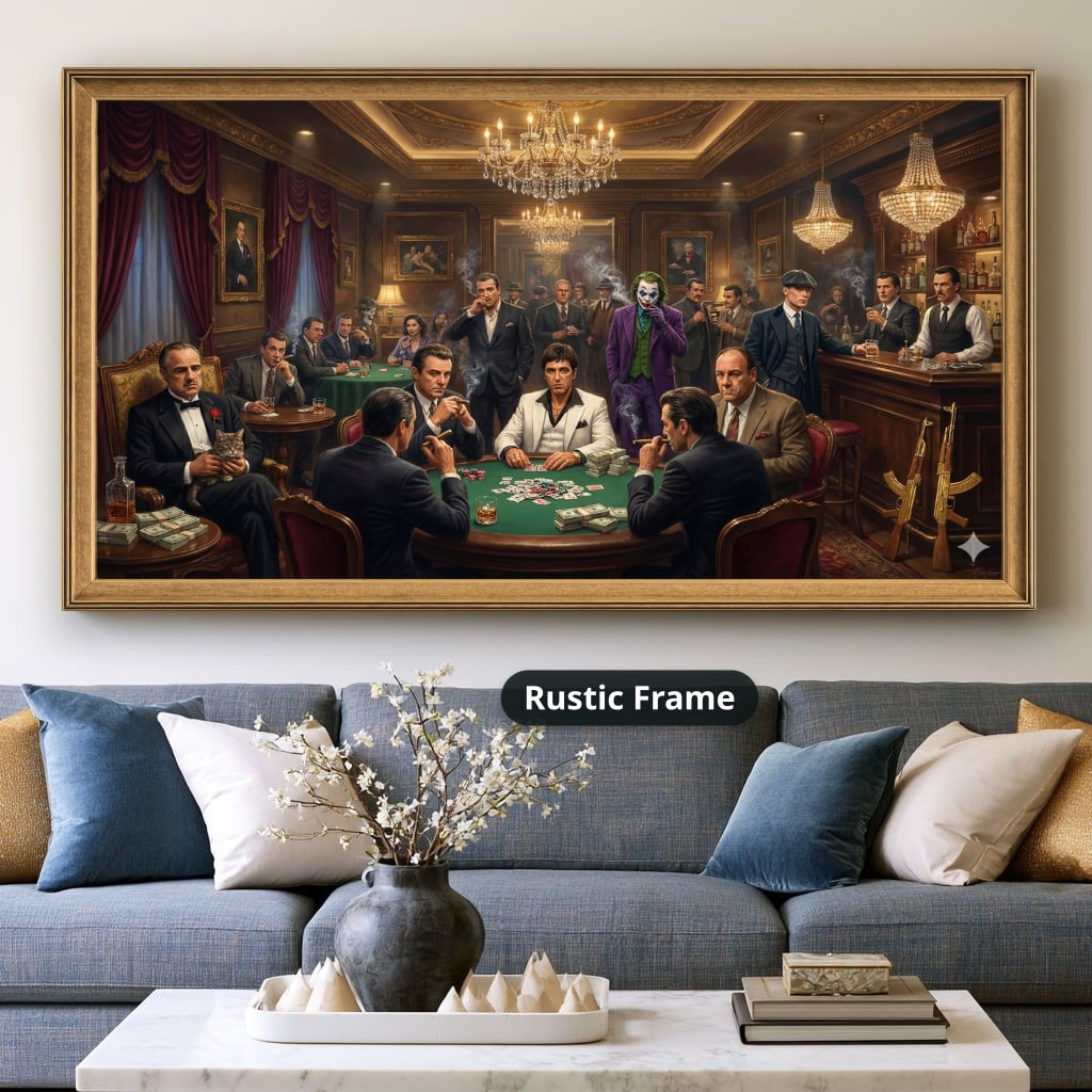 Mafia Canvas Wall Art, gangster artwork, casino scene print