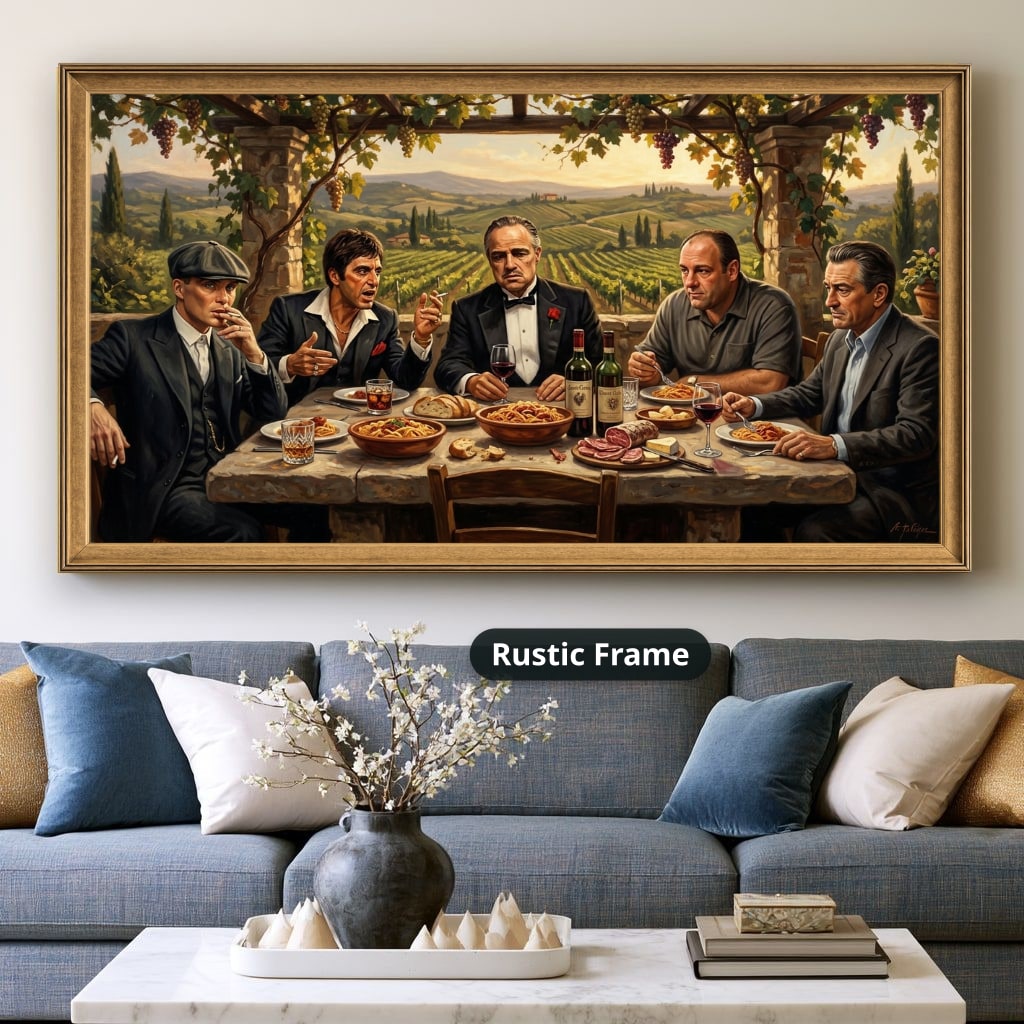 Mafia Canvas Wall Art, gangster wall decor, Italian mob scene