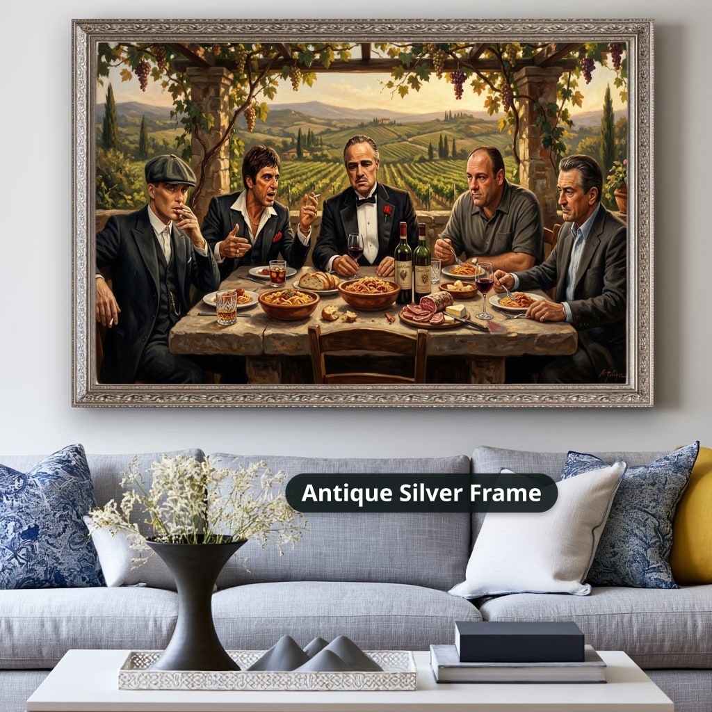 Mafia Canvas Wall Art, gangster wall decor, Italian mob scene