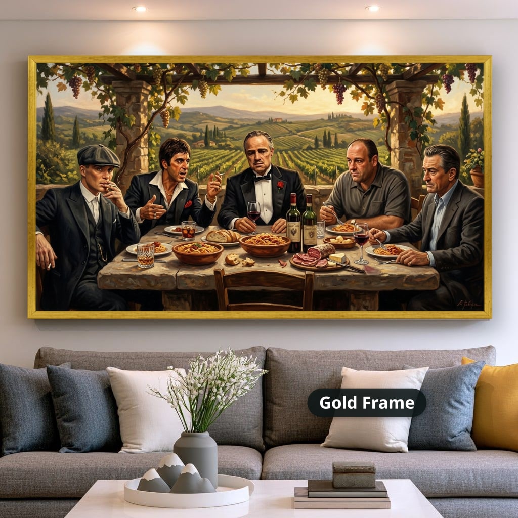Mafia Canvas Wall Art, gangster wall decor, Italian mob scene