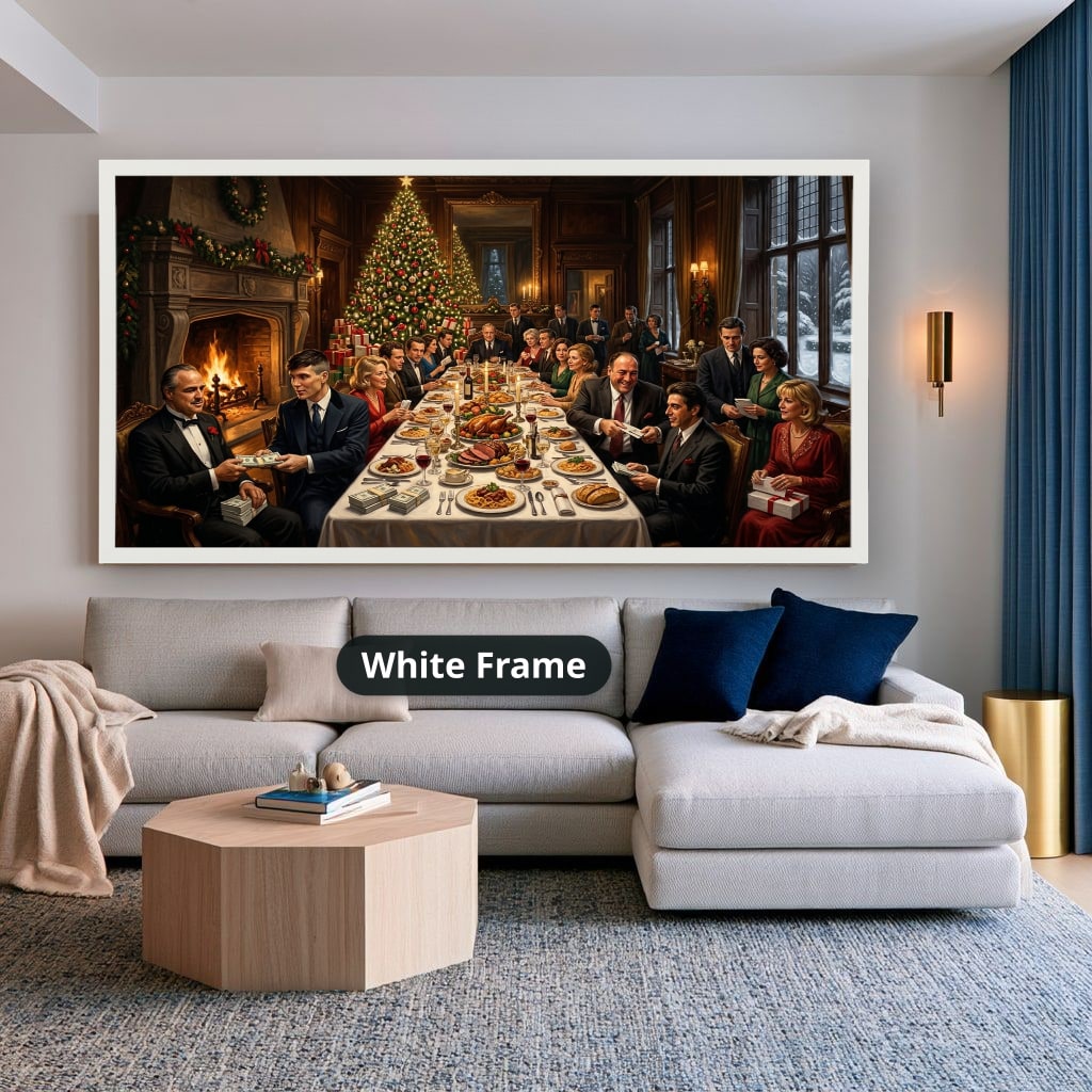 Gangster Mafia Canvas Wall Art, Holiday Dinner Scene
