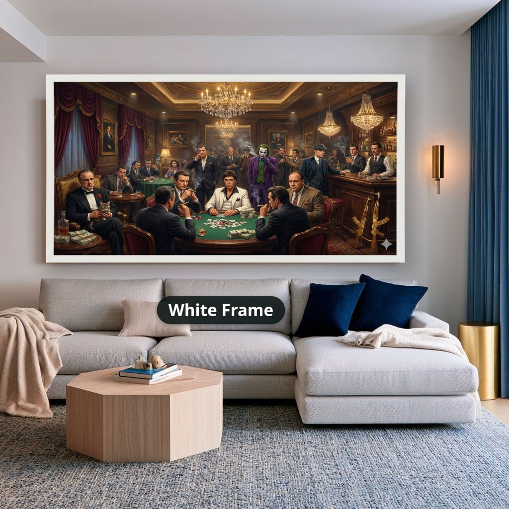 Mafia Canvas Wall Art, gangster artwork, casino scene print
