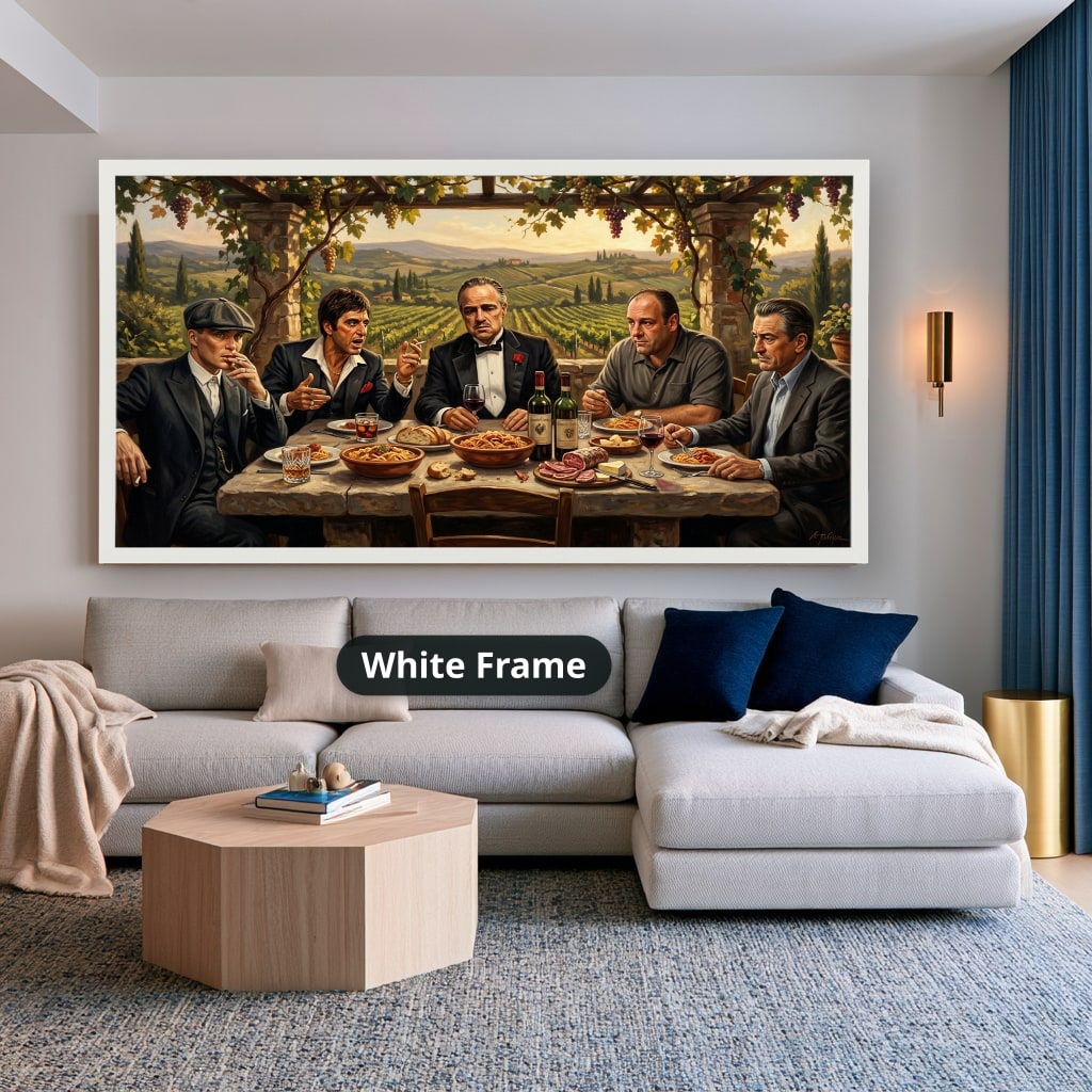 Mafia Canvas Wall Art, gangster wall decor, Italian mob scene