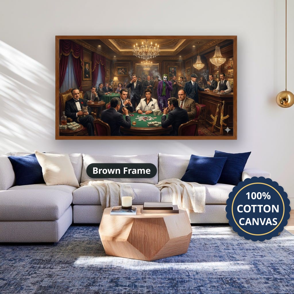 Mafia Canvas Wall Art, gangster artwork, casino scene print