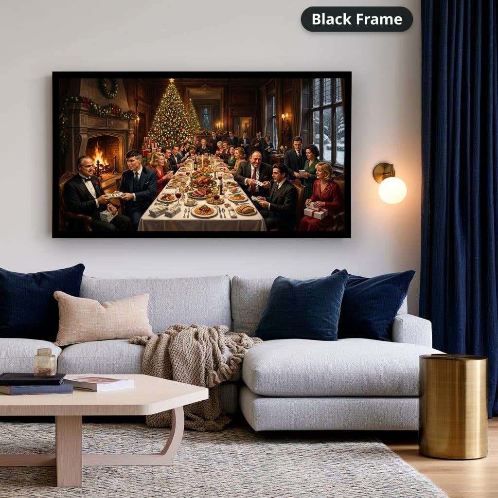Gangster Mafia Canvas Wall Art, Holiday Dinner Scene