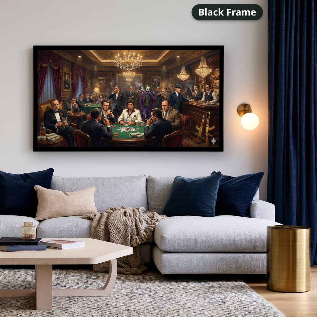 Mafia Canvas Wall Art, gangster artwork, casino scene print