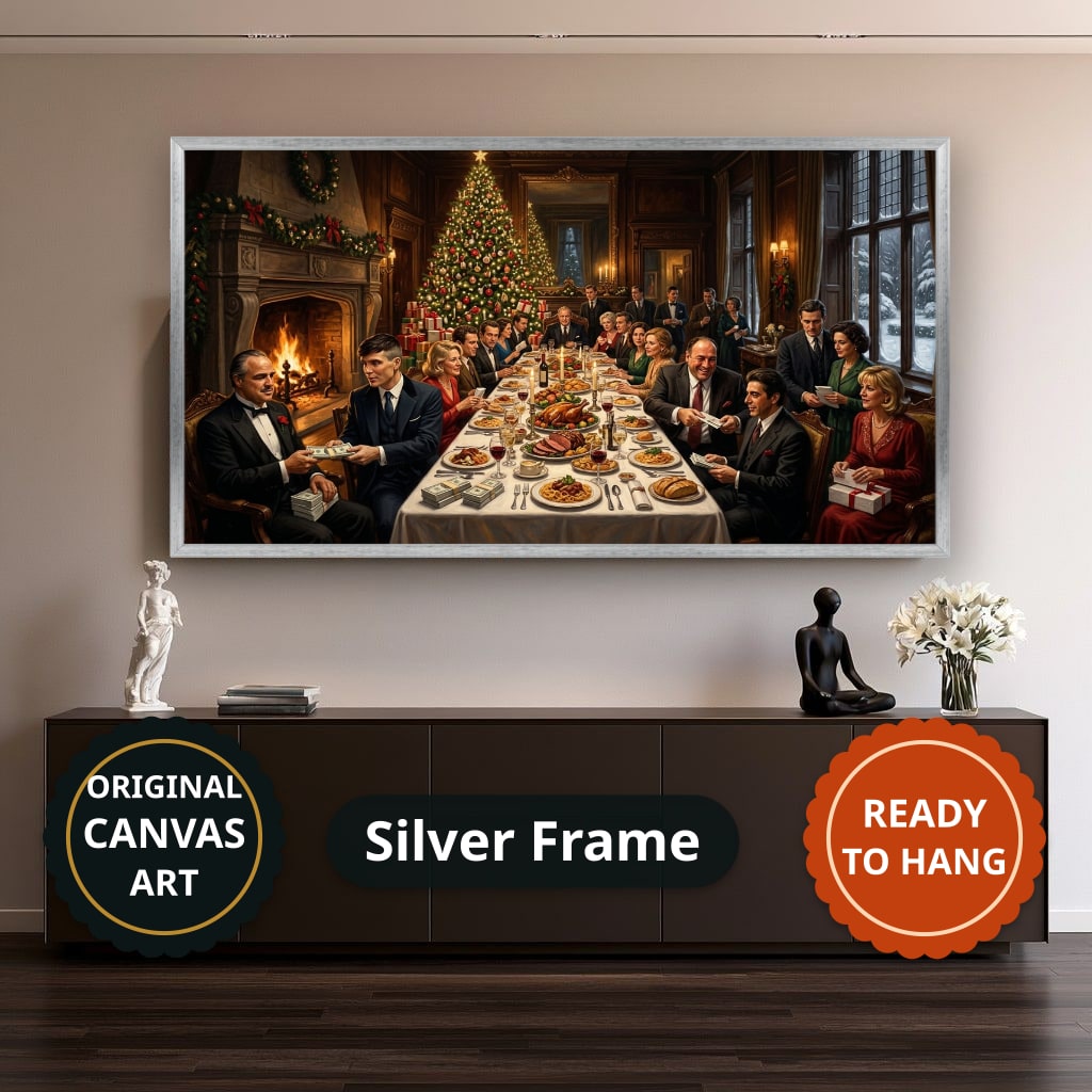 Gangster Mafia Canvas Wall Art, Holiday Dinner Scene