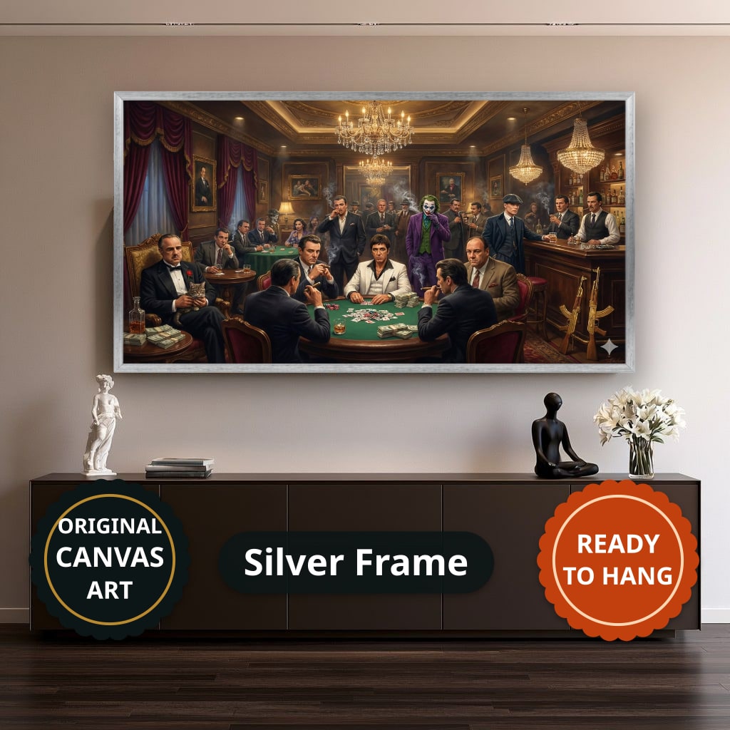 Mafia Canvas Wall Art, gangster artwork, casino scene print