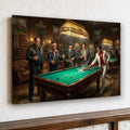 Gangster Canvas Wall Art, Mafia Pool Hall Scene, Man Cave Decor
