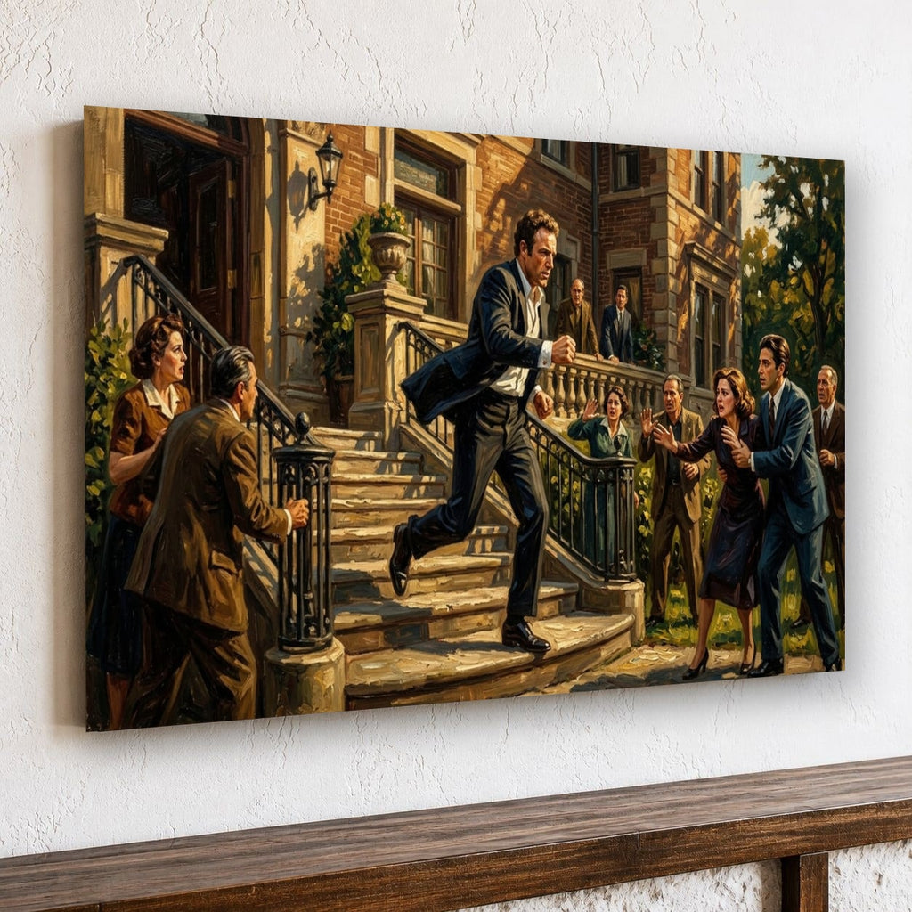 Gangster Canvas Wall Art, Mafia Scene, Vintage Gangster Art