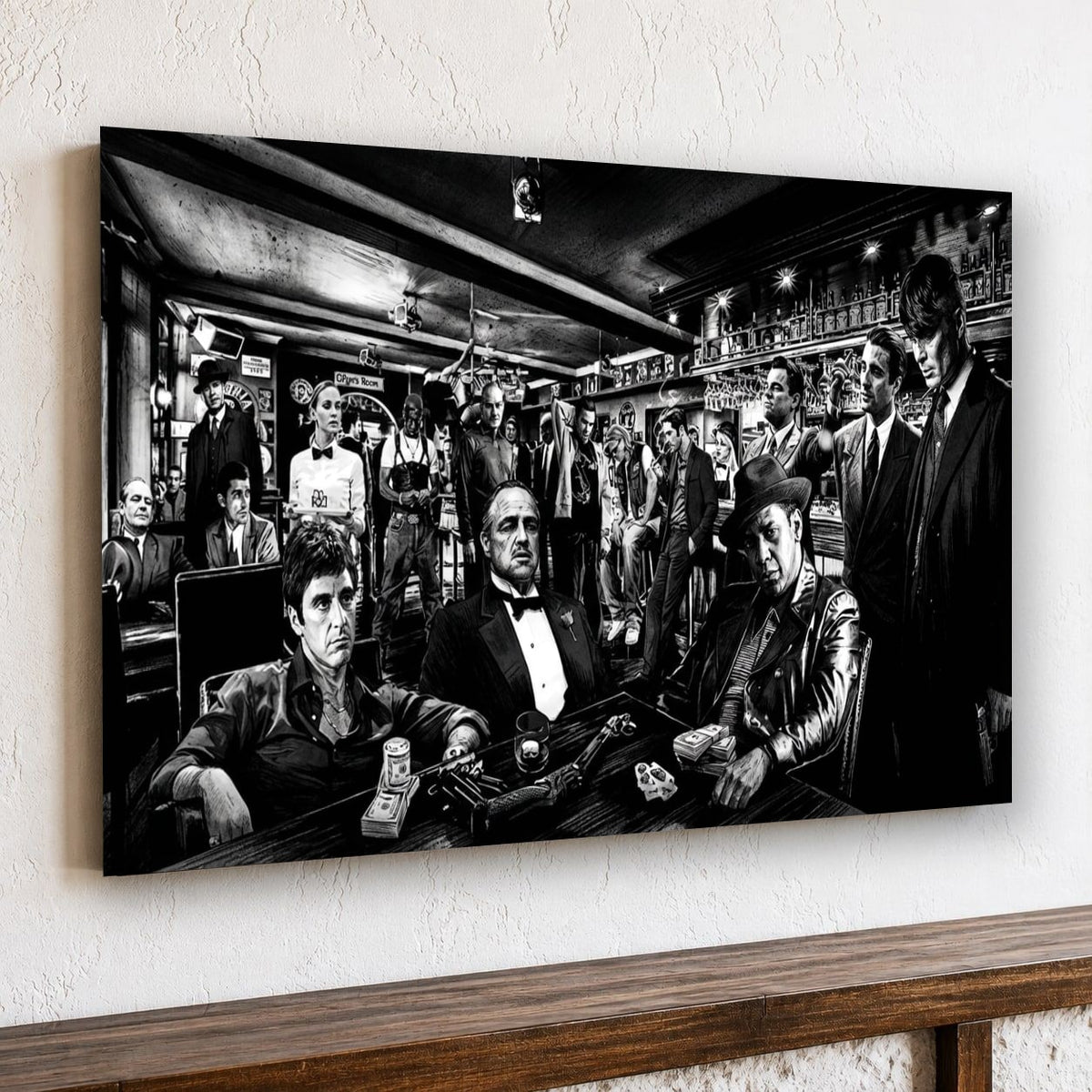 Gangster Mafia Canvas Wall Art, Vintage Crime Scene Wall Decor