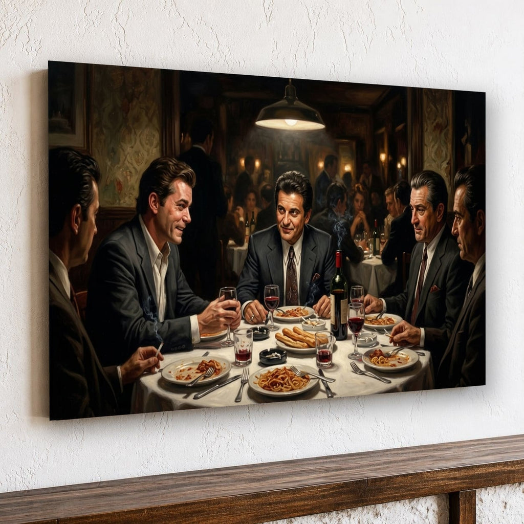 Gangster Mafia Canvas Wall Art, Vintage Restaurant Scene