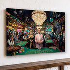Gangster Casino Scene, Mafia Canvas Wall Art, Vintage Gambling Artwork