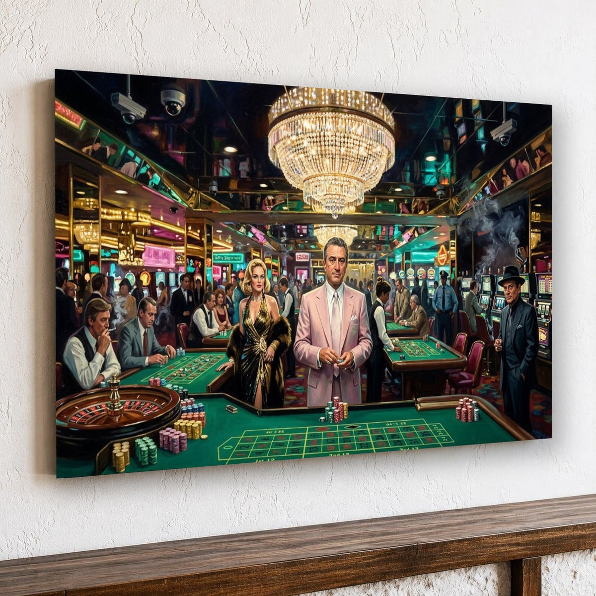 Gangster Casino Scene, Mafia Canvas Wall Art, Vintage Gambling Artwork