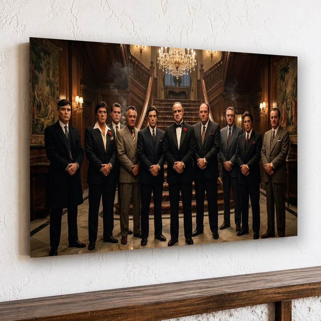 Gangster Mafia Canvas Wall Art, Vintage Mafia Print, Man Cave Decor – Horizontal No. 1