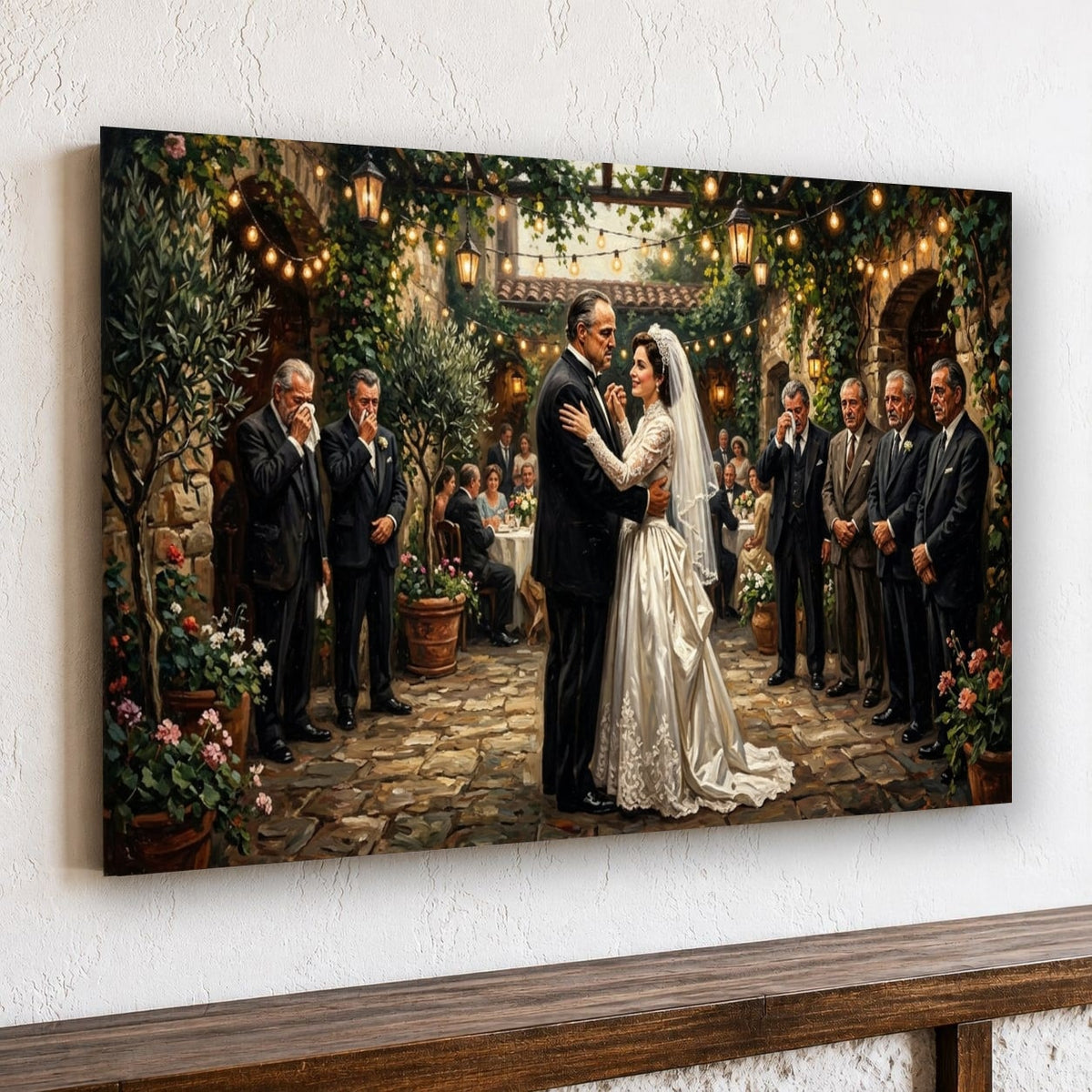 Gangster Wedding Scene, Mafia Canvas Wall Art, Horizontal Wall Decor