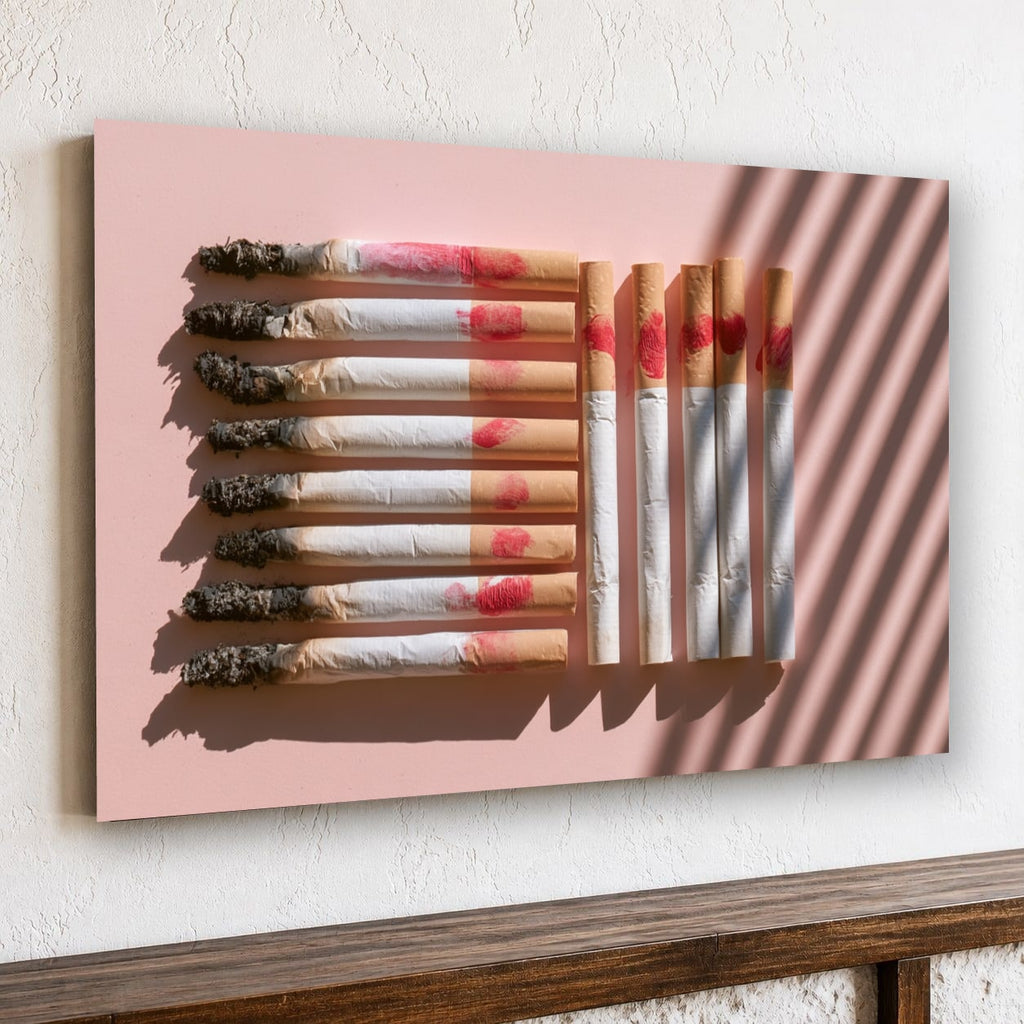 Vintage Cigarettes And Lipstick Canvas Wall Art, Oversized Horizontal